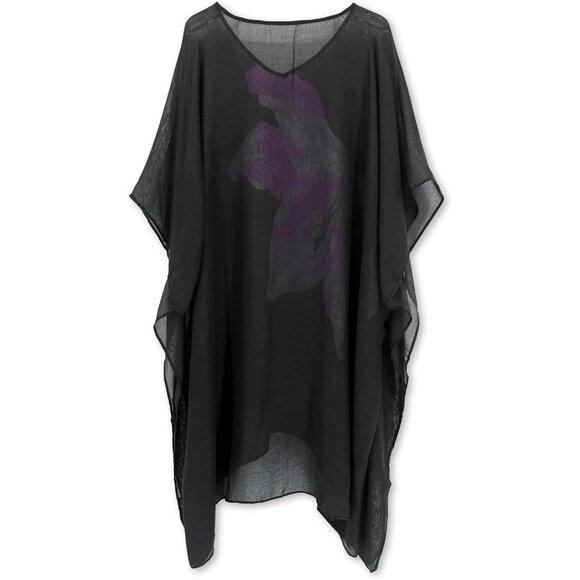 Women's 3 Black 100% Viscose Kaftan for Bathing Swimsuit Floral Pattern Dress - Picture 5 of 7